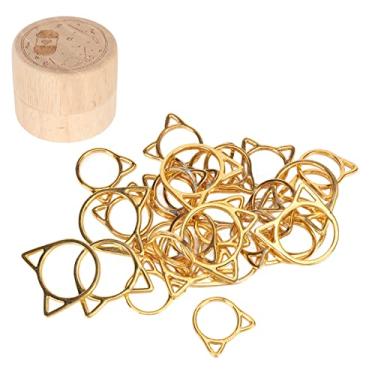 Imagem de Marcadores de costura de tricô gato marcadores de ouro DIY Handcraft Anéis de marcador de ponto fofo para tricô de joias de crochê 30pcs liga de zinco portátil leve portátil