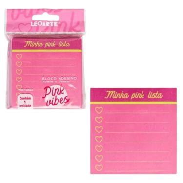 Imagem de BLOCO ADESIVO PINK VIBES LISTA COM 100 FOLHAS LEOARTE