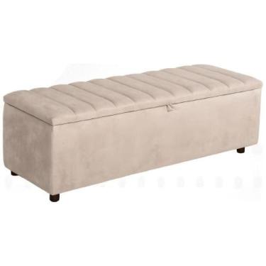 Imagem de Baú Recamier Paris Veludo Marfim 140 cm - TNA Decor