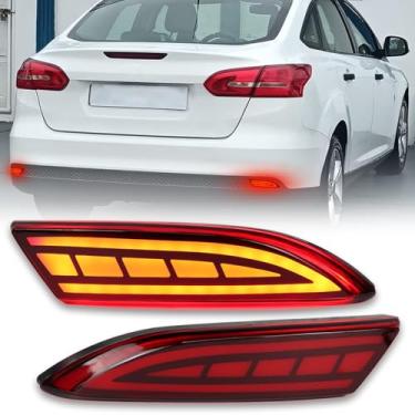 Imagem de PGTOPONE Refletores de para-choque traseiro de LED, luzes traseiras de freio de neblina compatíveis com Ford Focus 2012-2018, par de motorista e passageiro, sedã/hatchback 12-14, reposição de