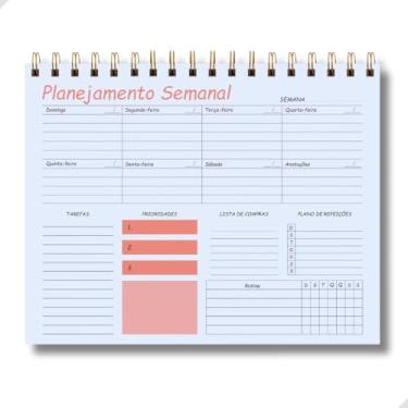 Imagem de Planner Semanal Permanente 25x18cm | 50 Folhas (50 Semanas) – Organizador Não Datado de Tarefas e Rotina com Espiral | Produtividade para Escritório, Estudos e Casa | Capa Transparente (Rosa)