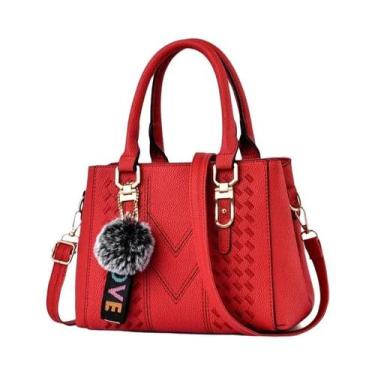 Imagem de Bolsa De Ombro Feminina Grande Capacidade Com Pingente De Bola De Pelo