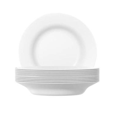 Imagem de Kit c/12 Pratos Opaline Menu Fundo 23cm Vidro Branco Nadir - Nadir Fig