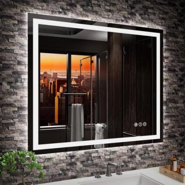 Imagem de Espelho LED Amorho para banheiro 91x76cm com luz, antiembaçante