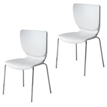 Imagem de Conjunto 2 Cadeiras Empilháveis 47cm Mono Branco