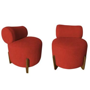 Imagem de Kit 2 Poltronas Decorativa Mônaco Couro Vermelho - Mansão Decor
