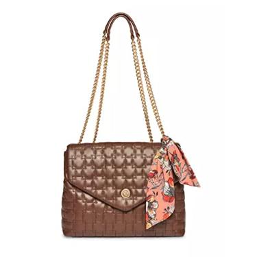 Imagem de ANNE KLEIN Bolsa transversal acolchoada com aba, chocolate meia-noite