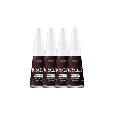 Imagem de Kit 4 Esmalte Risqué Nova Cor Cremoso Cor Me Deixa Ameixa 8ml