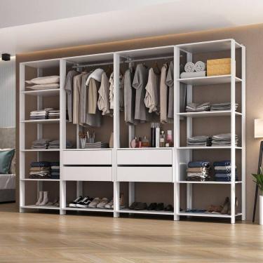 Imagem de Closet Aberto Modulado Arara Organizadora com Cabideiro 270cm Allegra Multimóveis MP4390