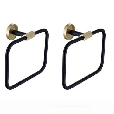 Imagem de Suporte para escova de vaso sanitário com copo de vidro, suporte para rolo de papel higiênico de parede, gancho para cabide de roupão de aço inoxidável, acessórios de banheiro, 2 anéis para toalhas