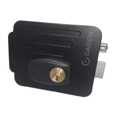 Imagem de Fechadura Eletromecânica Preta Fechadura Para Portão Kit Completo Garen F01815PT-G