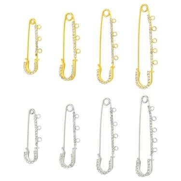 Imagem de UR URLIFEHALL 8 peças, 8 estilos, alfinetes de segurança com strass, broche dourado e prateado, alfinetes de lapela para roupas, suéter, cachecol, cardigã, chapéus, artesanato DIY