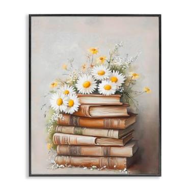 Imagem de Stupell Industries Book Stack with Daisies Black Framed Giclee Art, design by Arlington Prints, 20 x 16
