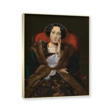 Imagem de NHLDZYH Moldura champanhe. Imagem natureza em tela, (retrato de mulher) de Jean Leon Gerome, reprodução de quadros, quadro de arte de parede de tela para casa. 60x80cm