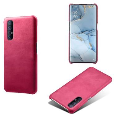 Imagem de Capa para OPPO Find X2 NEO,Proteção contra quedas,Casca de volta de cor sólida simples,Design de couro de imitação de plástico-Rose