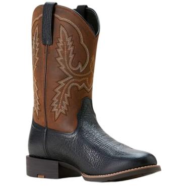 Imagem de ARIAT Bota masculina esportiva Stratten Cowboy Western, Preto Adobe/Castanha envelhecida, 44
