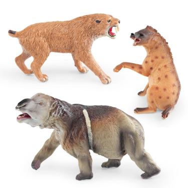 Imagem de Conjunto de figuras de animais pré-históricos, 3 unidades: tigre dente-de-sabre, cão selvagem e Andrewsarchus