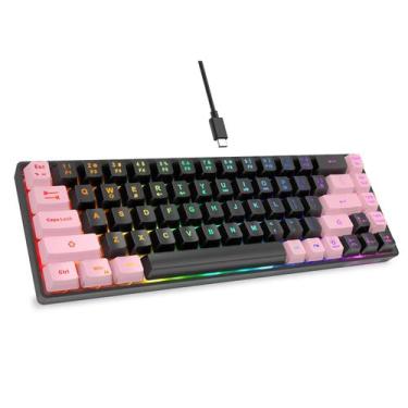 Imagem de Teclado para jogos GEODMAER 65% LED retroiluminado 68 teclas para PC
