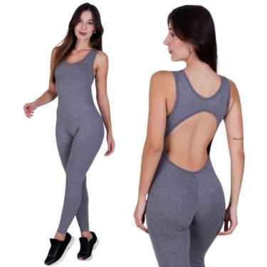 Imagem de Macacao de Academia Fitness Liso Macacão Solange - Naka Modas, Cinza, 