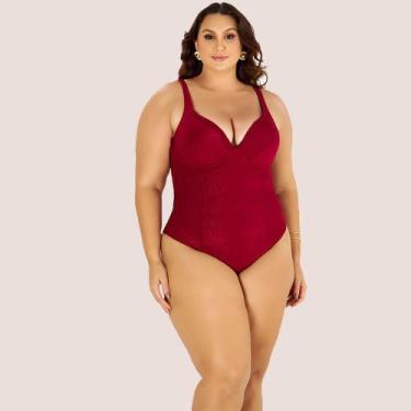 Imagem de Maiô Modelador Zero Barriga com Bojo e Trançado Plus Size - Banho de M