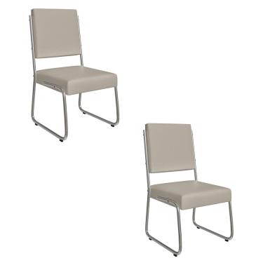 Imagem de Conjunto 2 Cadeiras em Sintético Mônaco Cromado/Off White