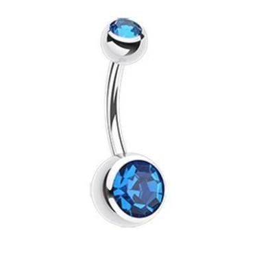 Imagem de Piercing Umbigo Grande com 2 Pedras Decorativas, Branco
