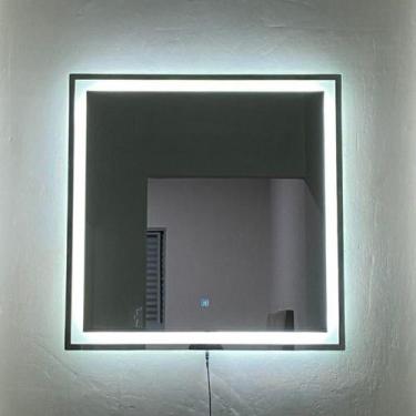 Imagem de Espelho Quadrado Gigante Jateado Iluminado com Led Botao Touch + Fonte