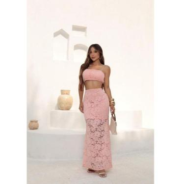 Imagem de Conjunto Festa Saia Longa e Top em Renda - luh may, Rose, M