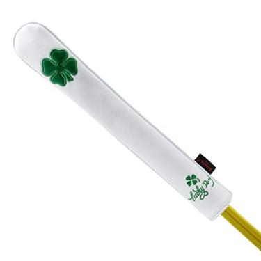 Imagem de Capa de Alinhamento de Golfe de Couro Premium Capa Perfeita para Alinhamento de Bastões de Golfe Suporte de Alinhamento de Bastões de Golfe Protetor de Golfe Comporta 2 Bastões Série Clover