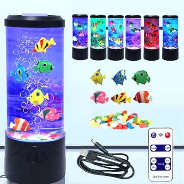 Imagem de Lâmpada elétrica para aquário de peixes Bubble Fish, luminária de mesa de aquário falso com luz de LED que muda de cor, presente para crianças, homens, mulheres, decoração de casa para quarto, luz de