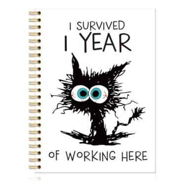 Imagem de QYUVK I Survived I Year of Working Here Hardcover 160 Pages Lined Spiral Notebooks, Funny Office Humor Journal for Coworker Boss Employee, Secret Santa Gifts, One Year Anniversary Gifts for Employee