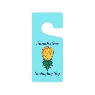 Imagem de Honey Dew Gifts, Thanks for Swinging By, cabides de porta, puxador de porta, placas engraçadas, decoração de quarto sexy, abacaxi de cabeça para baixo, decoração de abacaxi swingers, 10 cm por 23 cm