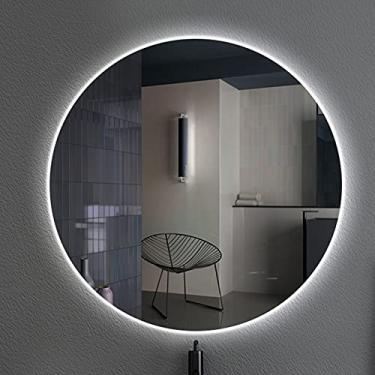 Imagem de Espelho de banheiro LED montado na parede, espelho retroiluminado redondo, luz branca/luz quente, 50 cm/60 cm/70 cm/80 cm, espelho de banheiro retroiluminado por LED