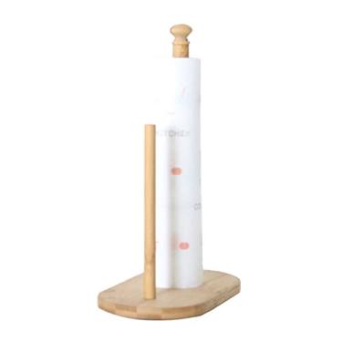 Imagem de Suporte de toalha de papel moderno suporte de toalha de papel de madeira simples suporte de rolo de papel de bancada para cozinha, banheiro, quarto, suporte de corda de cânhamo (cor: Chocolate) (azul