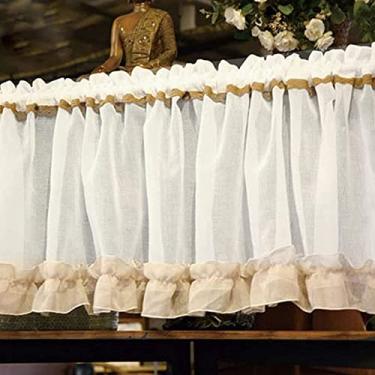 Imagem de QLDFX Cortina curta de cozinha cortina moderna gaze renda bistro cortina de sanefa Country Disc Tier cortinas semi-transparente café cortina para sala de estar, varanda, casa de banho média cortina 1