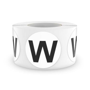 Imagem de FINDAT Adesivos redondos com letra W, círculo de vinil, letras maiúsculas, letras maiúsculas, etiquetas autoadesivas, removíveis, à prova d'água, pontos para inventário de escritório em casa, 500