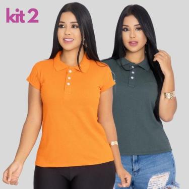 Imagem de Kit2 Camisa Gola Polo Feminina Ótimo Tecido E Acabamento - MULTI MARCA