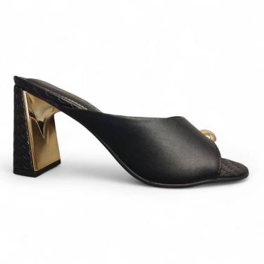 Imagem de Tamanco Dedo Feminino Social Salto Dourado Ramarim 2522202