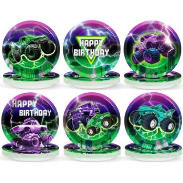Imagem de Pratos de papel CHUNNIN Monster Truck 23 cm 60 unidades para festa inf