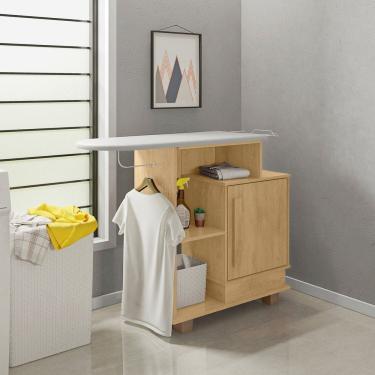 Imagem de Armário Multiuso com Tábua de Passar 1 Porta Havaí Cinamomo/ Branco