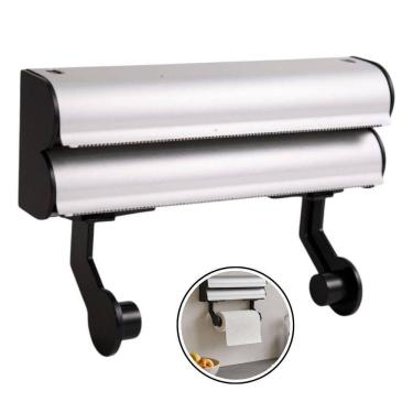 Imagem de Suporte Dispenser Porta Papel Filme Alumínio Toalha Cortador