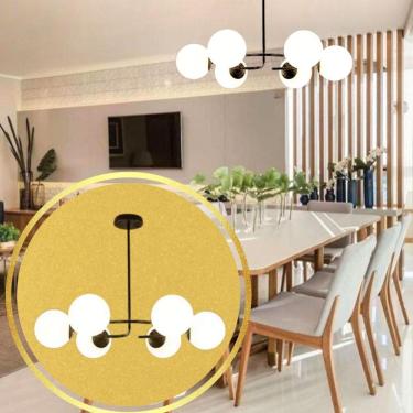 Imagem de Lustre 75X68Cm Fibonacci Jabuticaba 6 Globos Vidro Metal