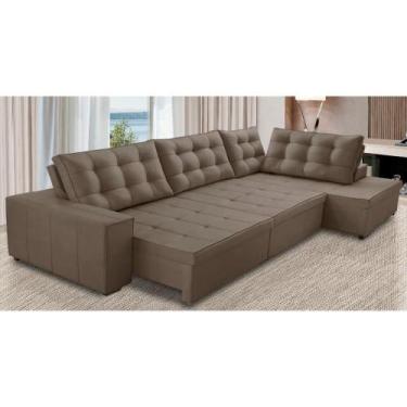 Imagem de Sofá de Canto Retrátil e Reclinável com Molas 3,00x2,00 Berlim Suede C