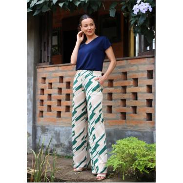 Imagem de Calça Pantalona Pau a Pique Estampada Verde