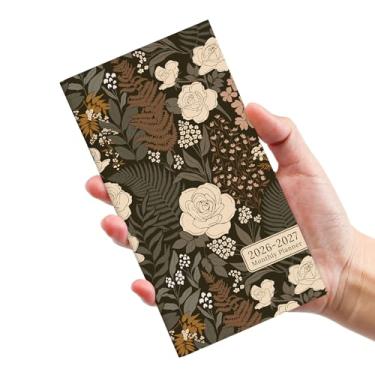 Imagem de Calendário de bolso 2026-2027 para bolsa, planejador mensal de dois anos, tamanho pequeno (16,5 cm x 9 cm) - rosa selvagem