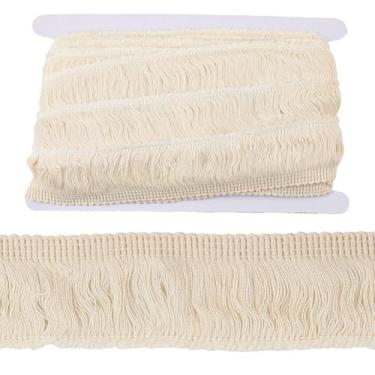 Imagem de GORGECRAFT 10 jardas 40 mm franja de franja de algodão guarnição de franja de macramê de renda antiga bege claro boho borla fita guarnições para costura faça você mesmo artesanato roupas cobertor