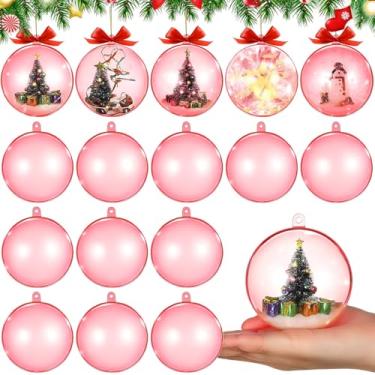 Imagem de Jenaai Pacote com 12 bolas de enfeite de plástico transparente preenchíveis de 80 mm, enfeites de Natal transparentes para decoração de árvores, lembrancinhas de casa, presentes de decoração de festa