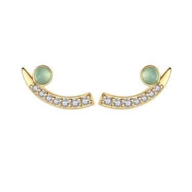 Imagem de Efashion Brincos geométricos minimalistas de prata esterlina 925 banhados a ouro 14K com zircônia, Small, Ouro amarelo, Zircônia