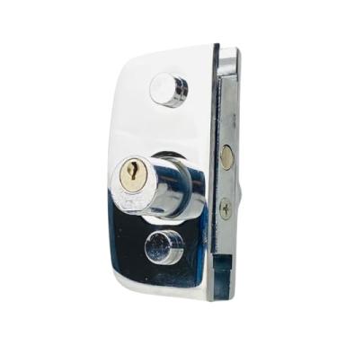 Imagem de Fechadura Central 1520 de Alumínio para Porta de Vidro Temperado com recorte 75mm x45mm com Chave com Variação de Cores (Cromado)