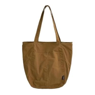 Imagem de Bolsa carteiro feminina grande capacidade leve transversal bolsa mensageiro nylon ombro amarelo